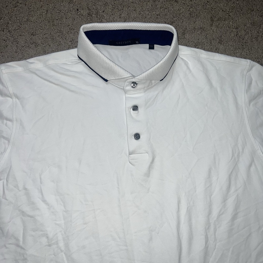 Greyson Golf Short Sleeve Performance Polo Shirt Nylon Blend White Men's XL